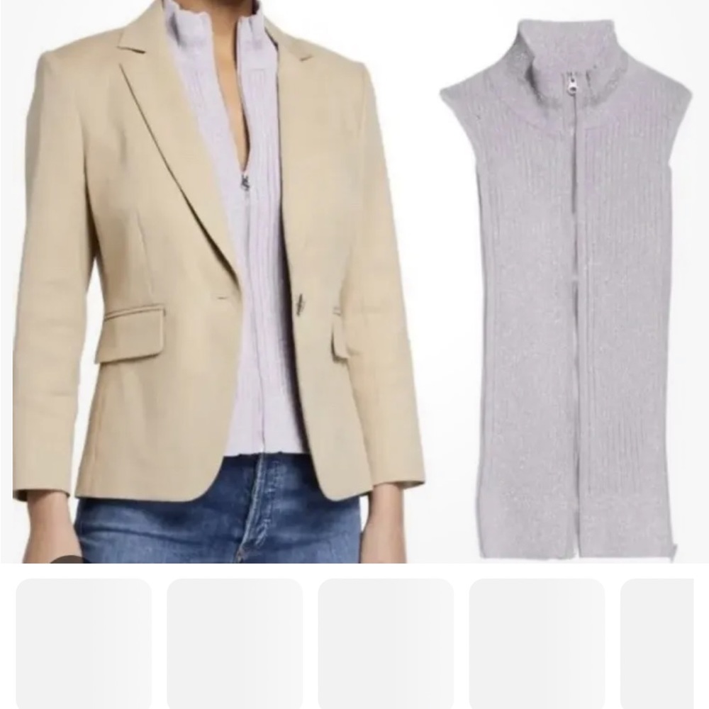 $248 NWOT VERONICA BEARD Gibbs Dickey Jacket blazer insert Rib Knit Zip Up Lilac